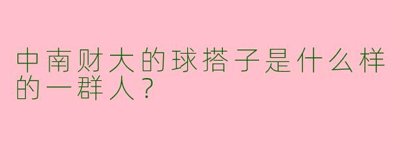中南财大的球搭子是什么样的一群人？