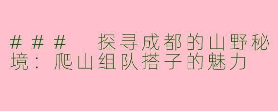 ### 探寻成都的山野秘境：爬山组队搭子的魅力