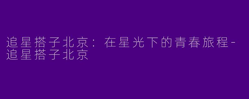 追星搭子北京：在星光下的青春旅程-追星搭子北京