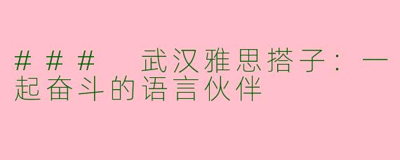 ### 武汉雅思搭子：一起奋斗的语言伙伴