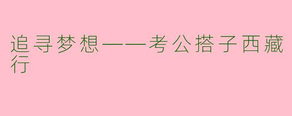 追寻梦想——考公搭子西藏行