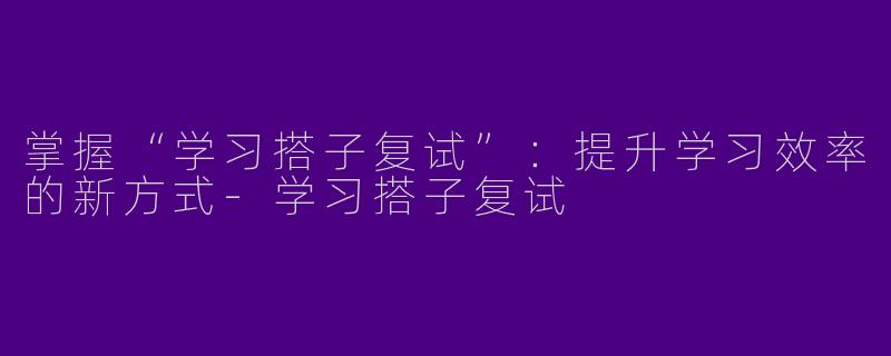 掌握“学习搭子复试”：提升学习效率的新方式-学习搭子复试