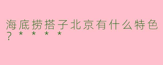 海底捞搭子北京有什么特色?****