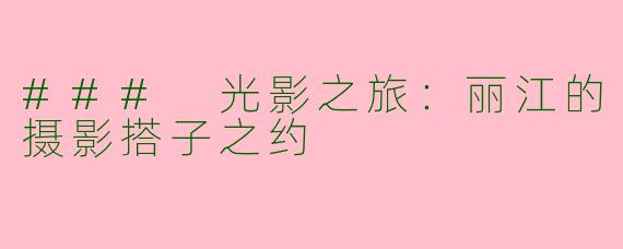 ### 光影之旅：丽江的摄影搭子之约
