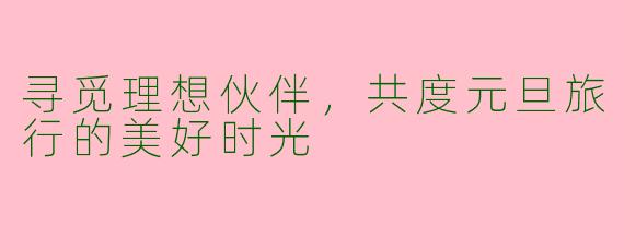 寻觅理想伙伴，共度元旦旅行的美好时光