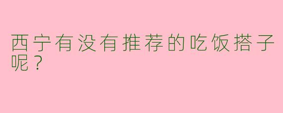 西宁有没有推荐的吃饭搭子呢？
