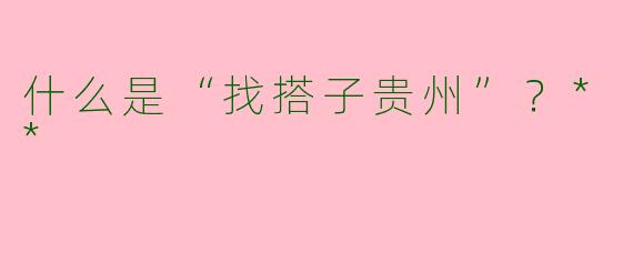 什么是“找搭子贵州”？**