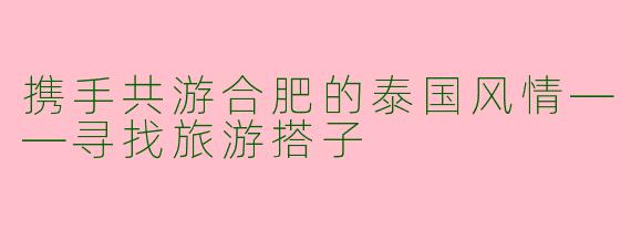 携手共游合肥的泰国风情——寻找旅游搭子