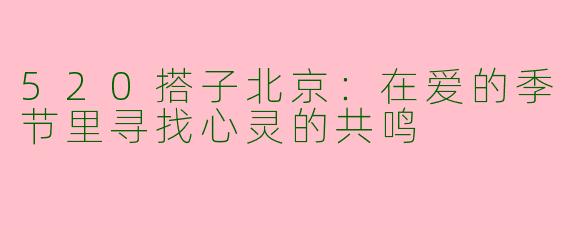 520搭子北京:在爱的季节里寻找心灵的共鸣