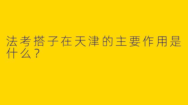法考搭子在天津的主要作用是什么？