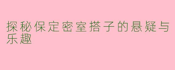 探秘保定密室搭子的悬疑与乐趣