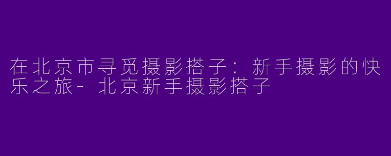 在北京市寻觅摄影搭子:新手摄影的快乐之旅