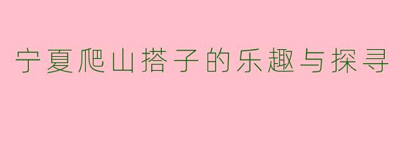 宁夏爬山搭子的乐趣与探寻