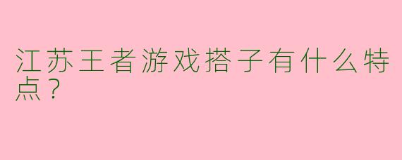 江苏王者游戏搭子有什么特点？