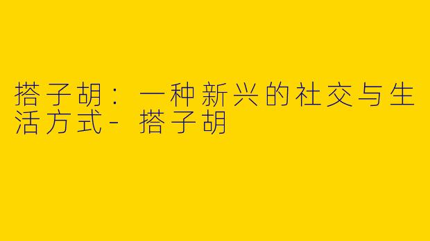 搭子胡：一种新兴的社交与生活方式-搭子胡