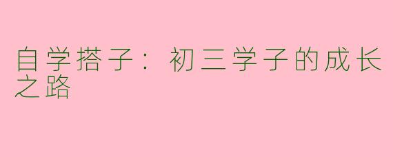 自学搭子：初三学子的成长之路