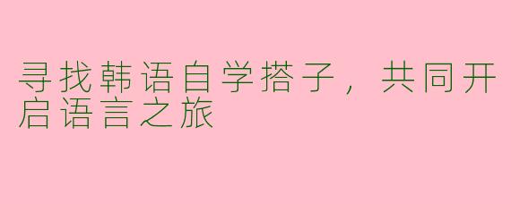寻找韩语自学搭子，共同开启语言之旅