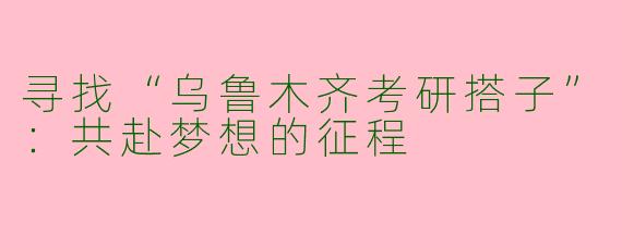 寻找“乌鲁木齐考研搭子”：共赴梦想的征程