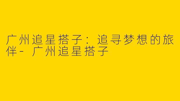 广州追星搭子：追寻梦想的旅伴-广州追星搭子