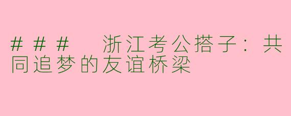 ### 浙江考公搭子：共同追梦的友谊桥梁