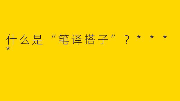 什么是“笔译搭子”?****
