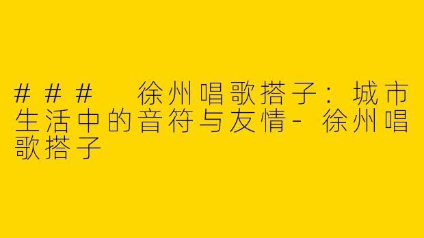### 徐州唱歌搭子：城市生活中的音符与友情-徐州唱歌搭子