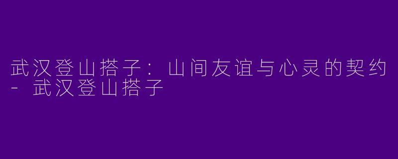 武汉登山搭子：山间友谊与心灵的契约-武汉登山搭子
