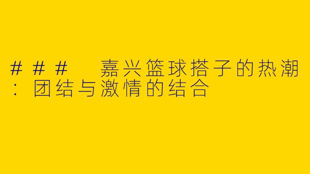 ### 嘉兴篮球搭子的热潮：团结与激情的结合
