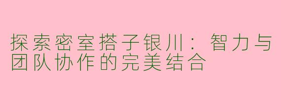 探索密室搭子银川：智力与团队协作的完美结合