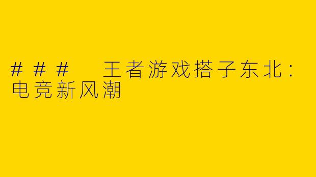 ### 王者游戏搭子东北：电竞新风潮