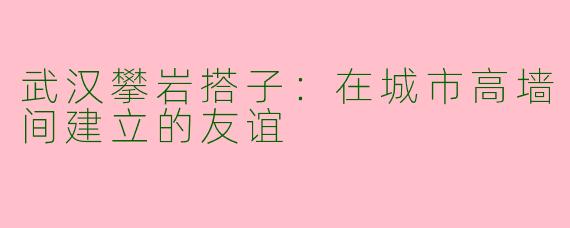 武汉攀岩搭子：在城市高墙间建立的友谊
