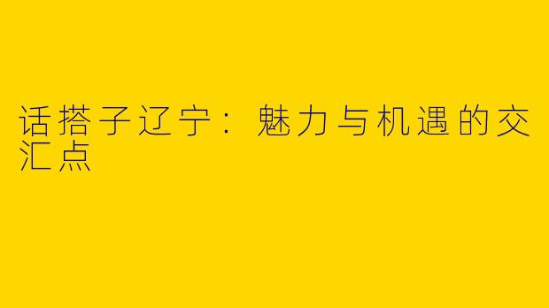 话搭子辽宁：魅力与机遇的交汇点
