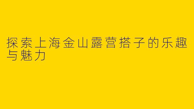 探索上海金山露营搭子的乐趣与魅力