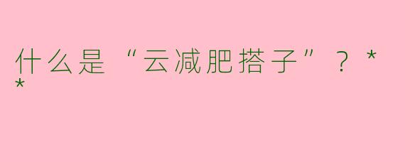 什么是“云减肥搭子”？**