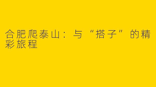 合肥爬泰山：与“搭子”的精彩旅程