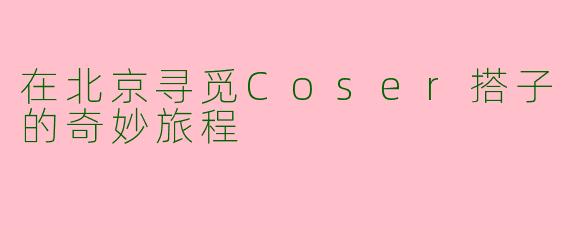 在北京寻觅Coser搭子的奇妙旅程