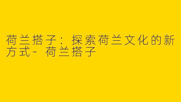 荷兰搭子：探索荷兰文化的新方式