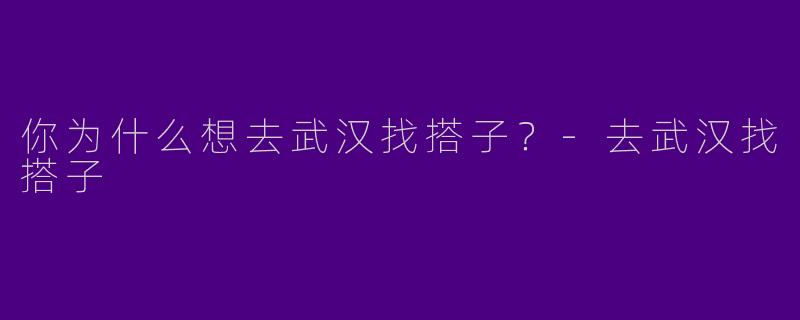 你为什么想去武汉找搭子？