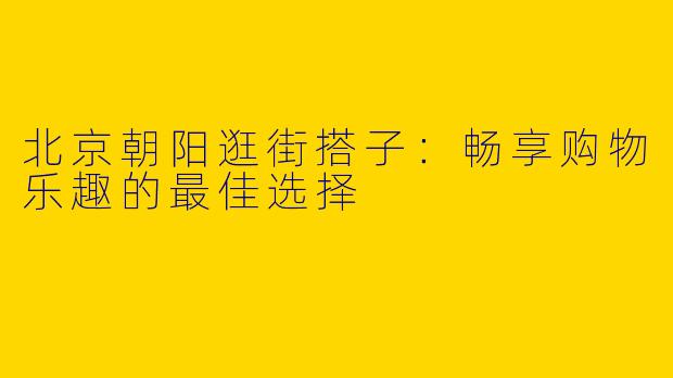 北京朝阳逛街搭子：畅享购物乐趣的最佳选择