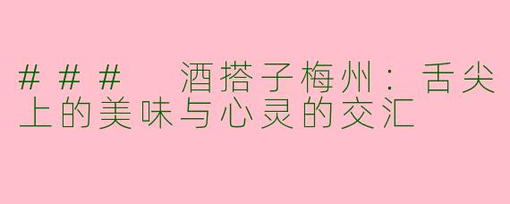 ### 酒搭子梅州：舌尖上的美味与心灵的交汇