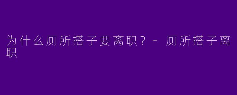 为什么厕所搭子要离职？