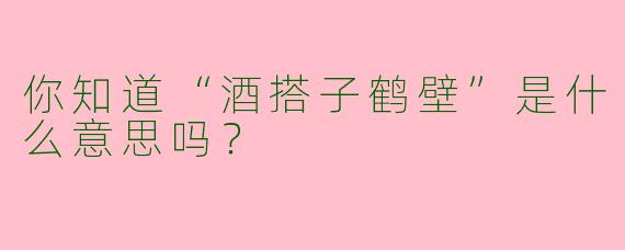 你知道“酒搭子鹤壁”是什么意思吗?