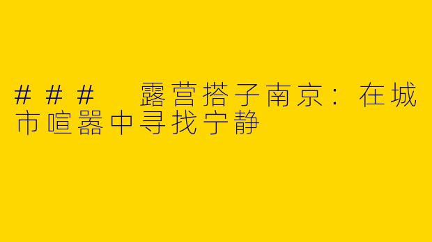 ### 露营搭子南京：在城市喧嚣中寻找宁静