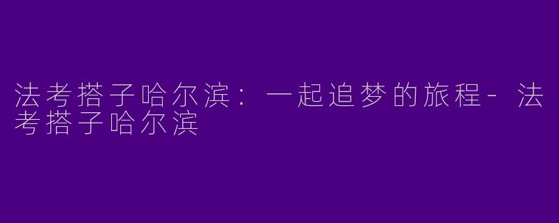法考搭子哈尔滨：一起追梦的旅程-法考搭子哈尔滨