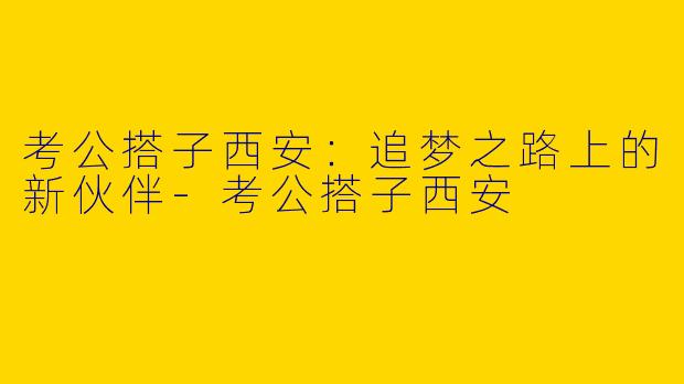 考公搭子西安：追梦之路上的新伙伴