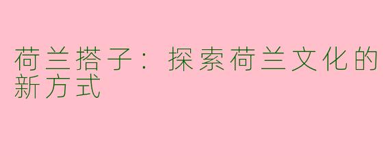 荷兰搭子：探索荷兰文化的新方式