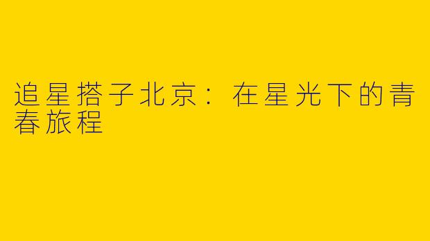 追星搭子北京:在星光下的青春旅程