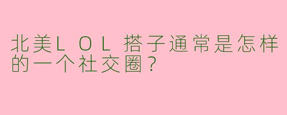 北美LOL搭子通常是怎样的一个社交圈？  