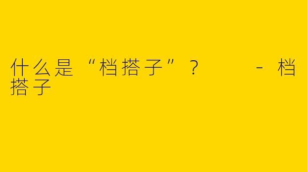 什么是“档搭子”?