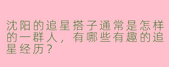 沈阳的追星搭子通常是怎样的一群人,有哪些有趣的追星经历?